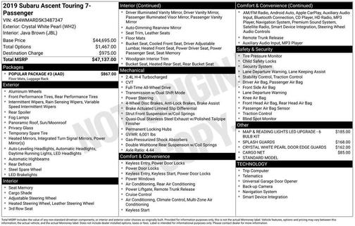 2019 Subaru Ascent Touring 7-Passenger