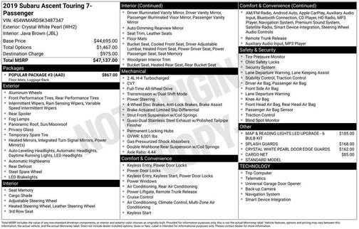 2019 Subaru Ascent Touring 7-Passenger