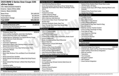 Alpine White 2025 BMW 228 Gran Coupe xDrive