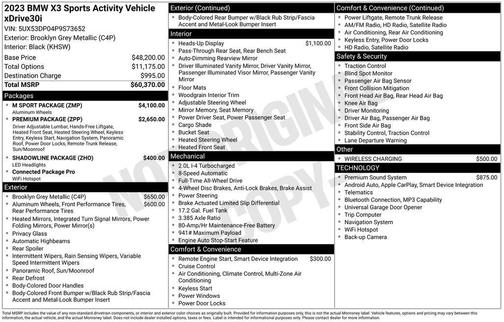 Brooklyn Gray Metallic 2023 BMW X3 xDrive30i