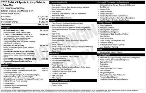 Brooklyn Grey Metallic 2026 BMW X5 PHEV xDrive50e