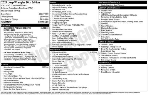 2021 Jeep Wrangler 80th Anniversary 4x4