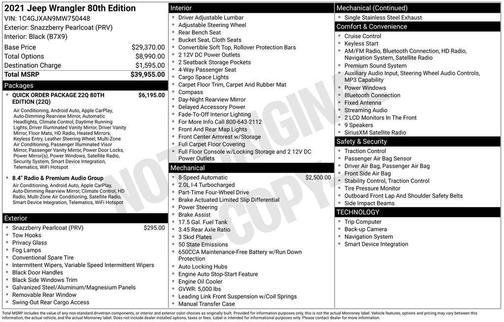 2021 Jeep Wrangler 80th Anniversary 4x4