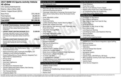 Alpine White 2027 BMW X5 40 xDrive