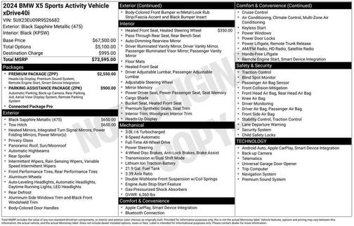 Black Sapphire Metallic 2024 BMW X5 xDrive40i