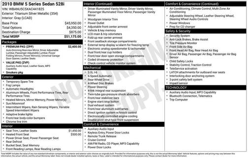 Titanium Silver Metallic 2010 BMW 528 528i