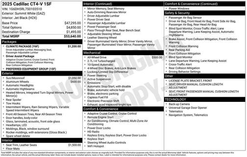 2025 Cadillac CT4-V V-Series RWD
