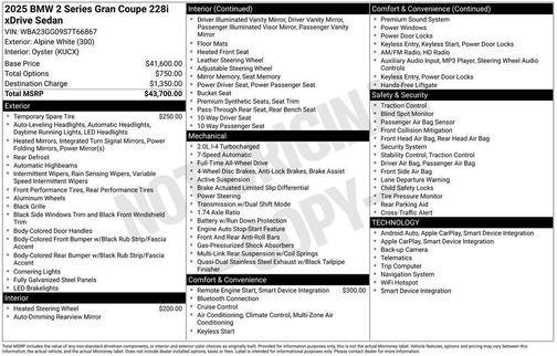 Alpine White 2025 BMW 228 Gran Coupe xDrive