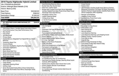2018 Toyota Highlander Hybrid Limited