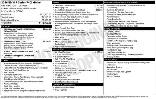 Mineral White Metallic 2026 BMW 740 xDrive