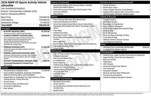 Tanzanite Blue II Metallic 2026 BMW X5 PHEV xDrive50e