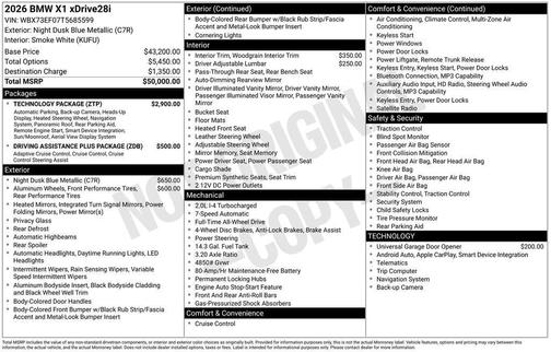 Night Dusk Blue Metallic 2026 BMW X1 xDrive28i