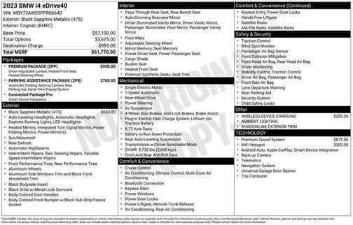 Black Sapphire Metallic 2023 BMW i4 Gran Coupe eDrive40