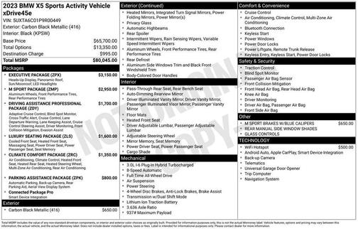 2023 BMW X5 PHEV xDrive45e