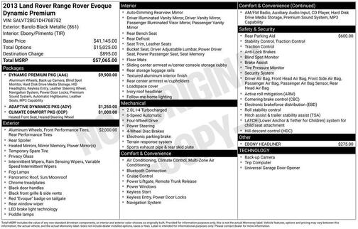2013 Land Rover Range Rover Evoque Pure