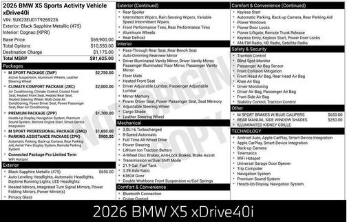 2026 BMW X5 xDrive40i