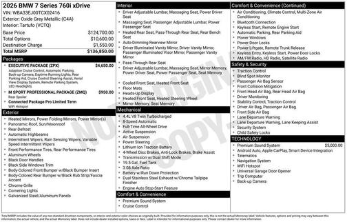 Oxide Grey Metallic 2026 BMW 760 760i xDrive