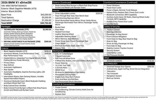 Black Sapphire Metallic 2026 BMW X1 xDrive28i
