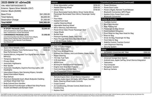 Space Silver Metallic 2025 BMW X1 xDrive28i