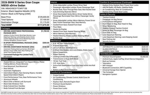 2026 BMW M850 Gran Coupe xDrive