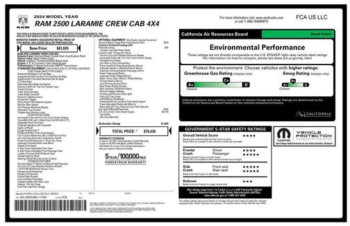 Diamond Black Crystal Pearlcoat 2024 RAM 2500 Laramie Crew Cab 4x4 6'4' Box