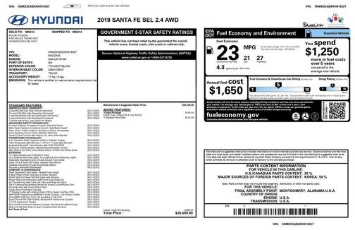2019 Hyundai SANTA FE SEL 2.4