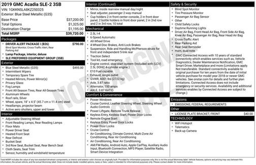 2019 GMC Acadia SLE-2