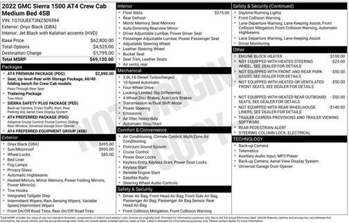 Onyx Black 2022 GMC Sierra 1500 AT4
