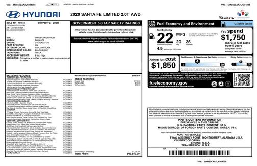 2020 Hyundai SANTA FE Limited 2.0T