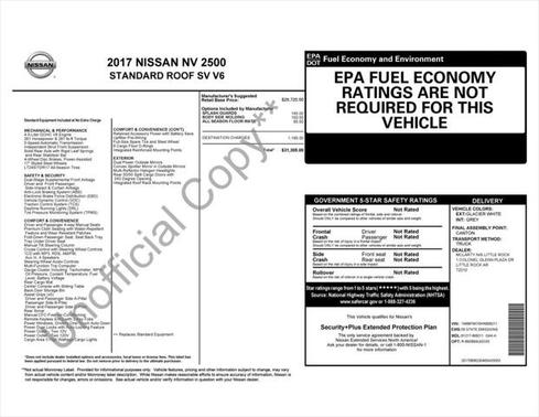 2017 Nissan NV Cargo NV2500 HD SV V6
