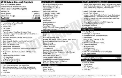 Crystal Black Silica 2023 Subaru Crosstrek Premium