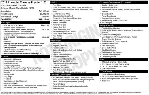 Mosaic Black Metallic 2018 Chevrolet Traverse Premier