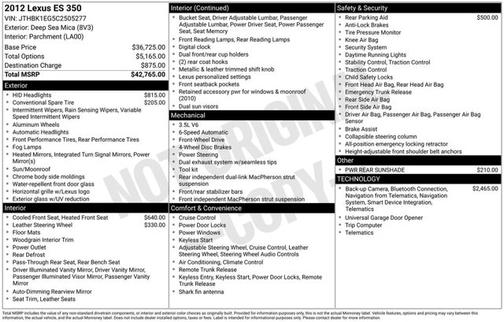 2012 Lexus ES 350 Base
