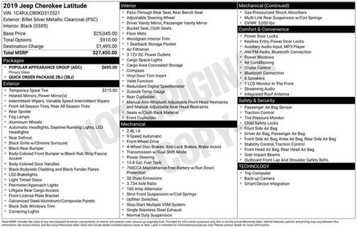 Billet Silver Metallic Clearcoat 2019 Jeep Cherokee Latitude