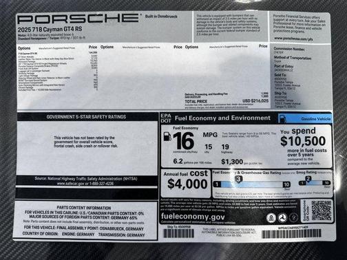 2025 Porsche 718 Cayman GT4 RS