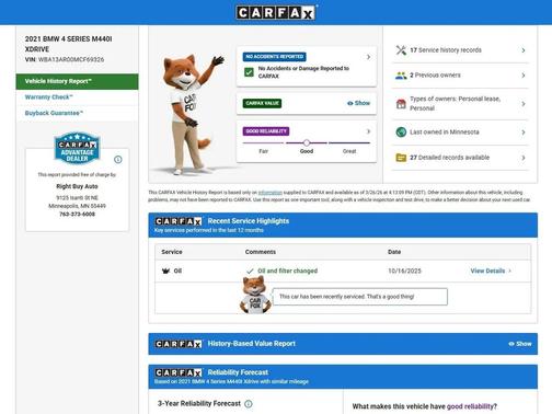 Alpine White 2021 BMW M440 i xDrive