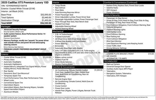 2025 Cadillac XT5 Premium Luxury