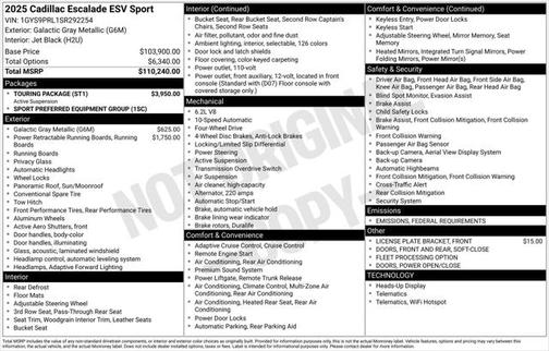 2025 Cadillac Escalade ESV Sport