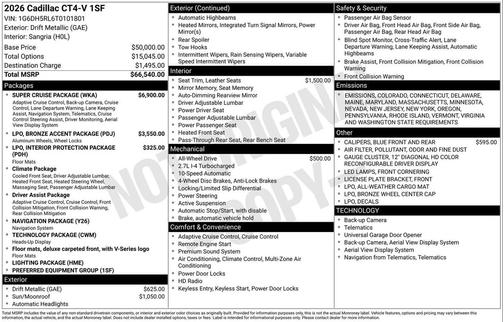 2026 Cadillac CT4-V V-Series