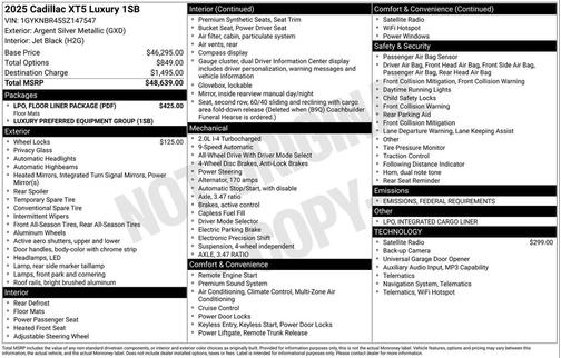 2025 Cadillac XT5 Luxury