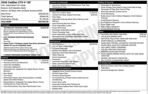 2026 Cadillac CT5-V V-Series RWD