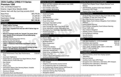 2026 Cadillac LYRIQ V Premium