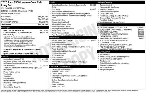 2026 RAM 3500 Laramie Crew Cab 4x4 8' Box