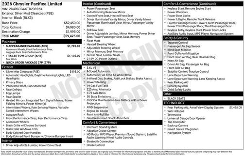 2026 Chrysler Pacifica Limited