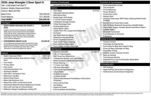 2026 Jeep Wrangler Sport S