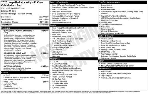 2026 Jeep Gladiator Willys 41 4x4