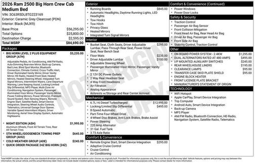 2026 RAM 2500 Big Horn