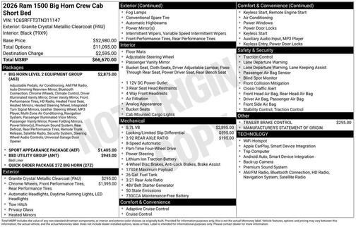 2026 RAM 1500 Big Horn/Lone Star