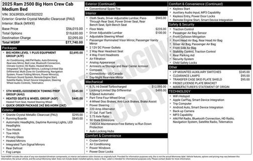 2025 RAM 2500 Big Horn Crew Cab 4x4 6'4' Box