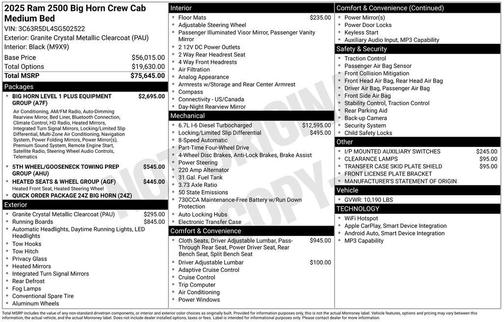 2025 RAM 2500 Big Horn Crew Cab 4x4 6'4' Box